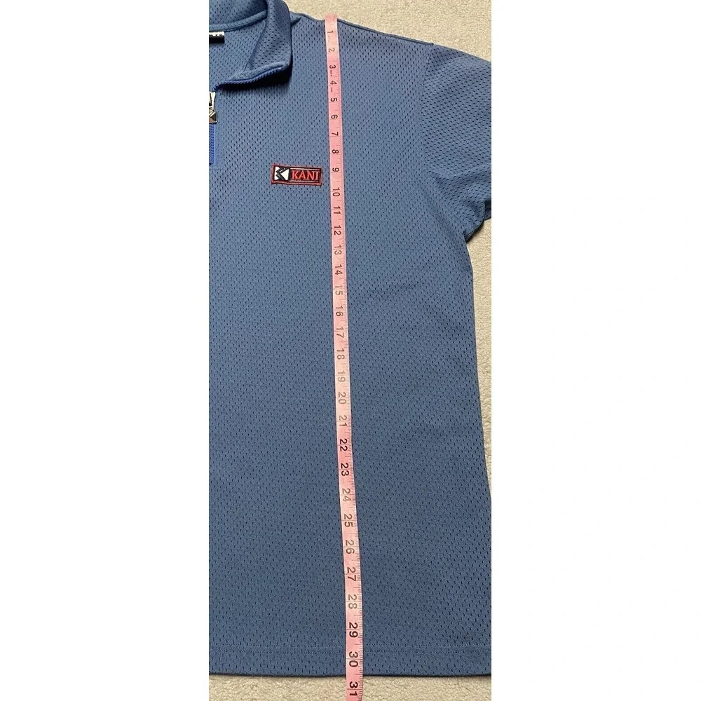 Kani Sport Shirt Size XL Blue Mesh Jersey 1/4 Zip‎ Logo Hip Hop 90s Short Sleeve - Picture 5 of 6